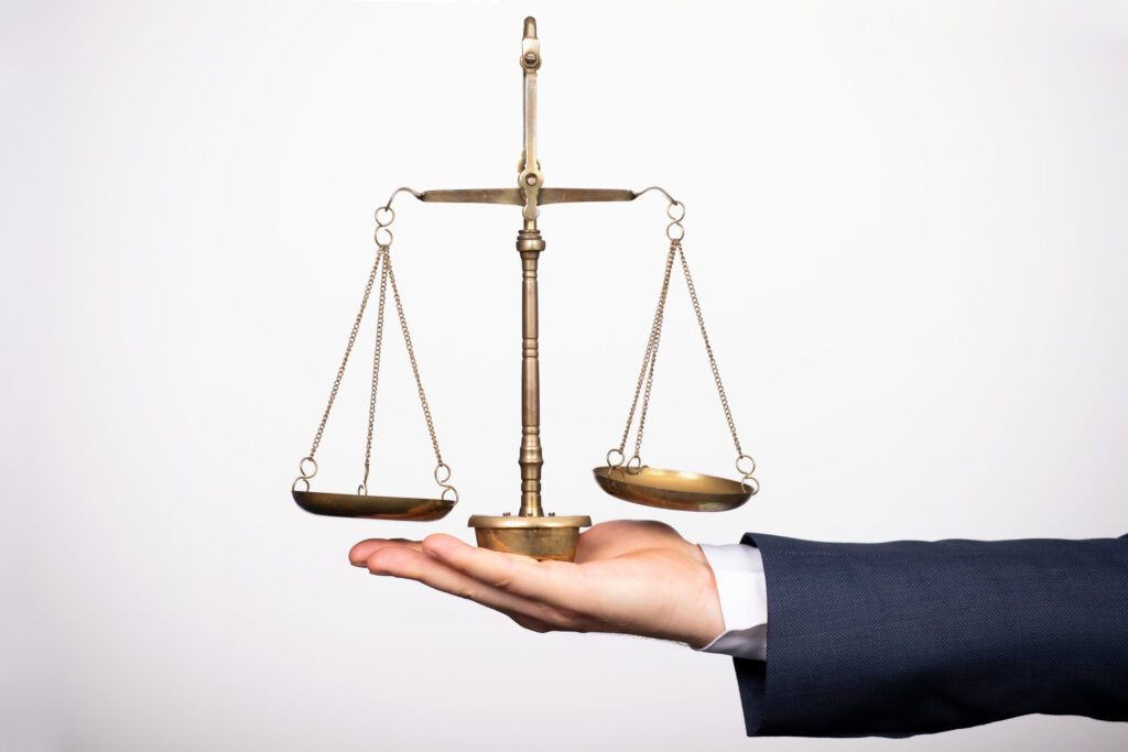 Man with scale. Legal law, advice and justice concept.